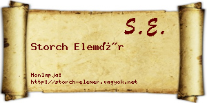 Storch Elemér névjegykártya